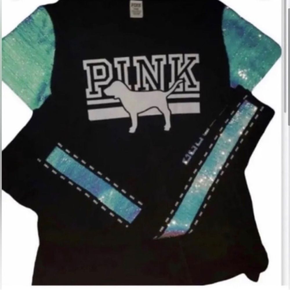 PINK VS MERMAID BLING TOP / YOGA LEGGINGS OUTFIT SET XL - Picture 2 of 11